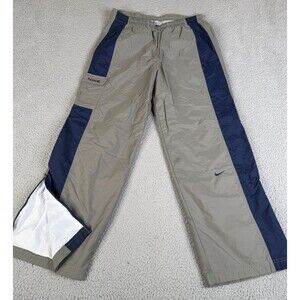 VTG NIKE Track Pants Men Small Gray Blue Cargo Nylon  Ankle Zip Lined Streetwear